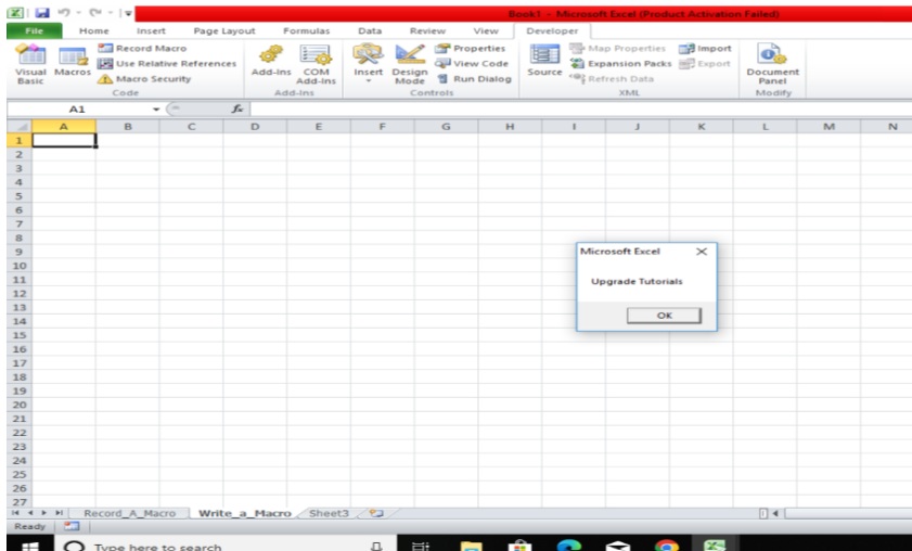 Dialogue box of the Macro ‘Upgrade Tutorial’